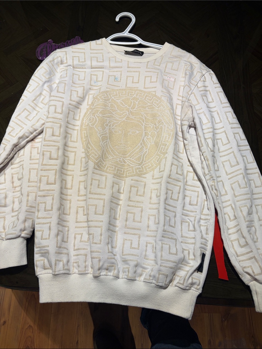 Versace Cream and Gold Medusa Crewneck Sweater